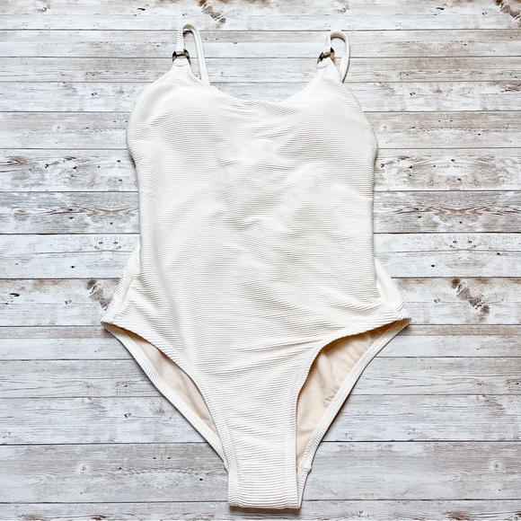Kona Sol Other - Target Kona Sol One Piece Ribbed Swimsuit Cream Size Medium 8-10 NWT